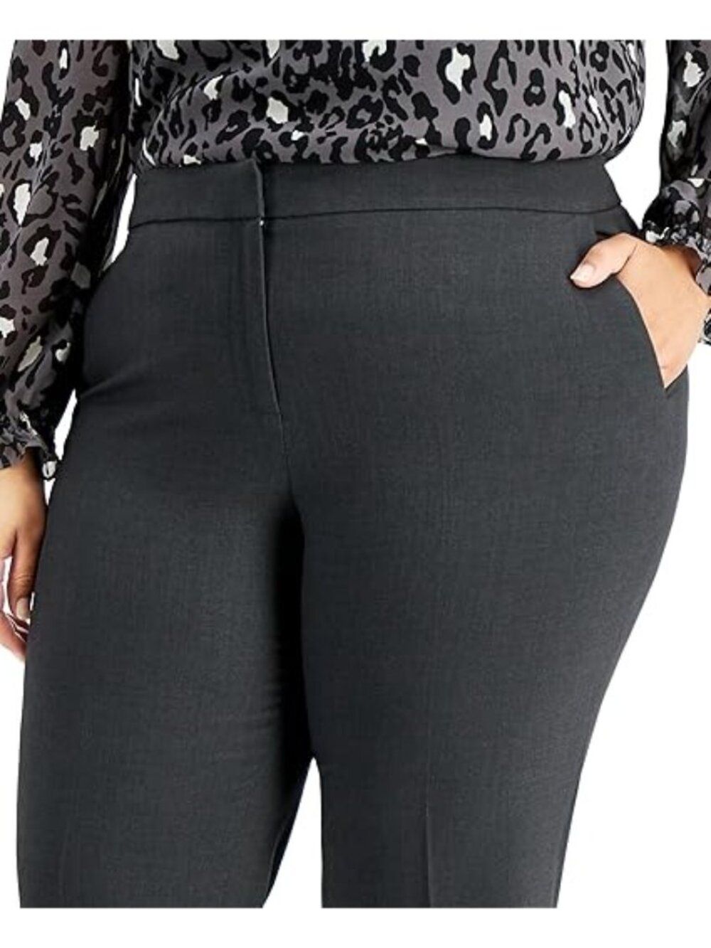 Bar III Womens Plus Elastic-Waist Suit-Separates Pants Gray Size 24W - Picture 3 of 4